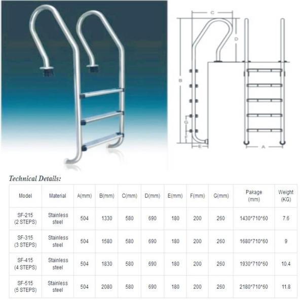 Шаги лестницы бассейна СС304 Ингроунд
