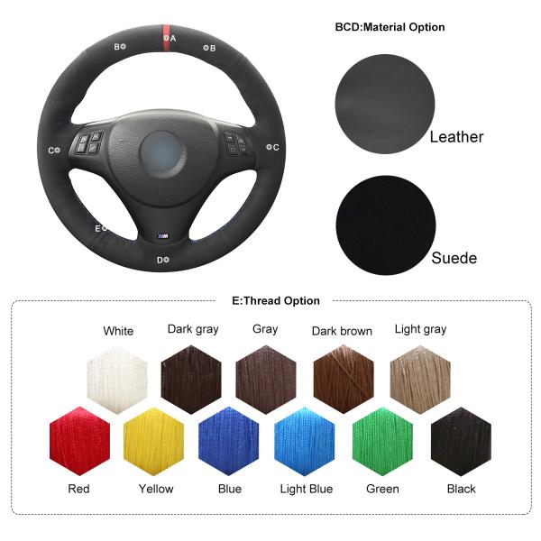 Soft Suede Steering Wheel Cover for BMW 3 Series E82 E88 E90 LCI M3 E92 F30 E46 E39 M5 E60 G20 G30 G80 G82 M4 X5 X6