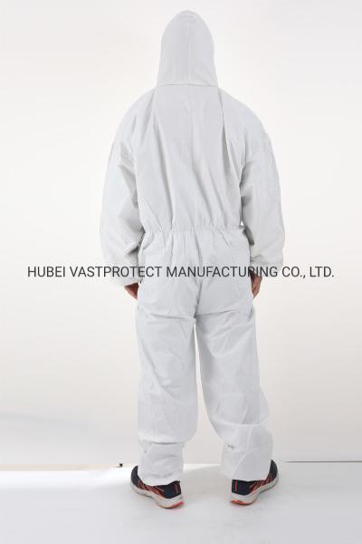 Waterproof Breathable Type 5/6 Cat 3 Disposable White Coverall with Antistatic Feature