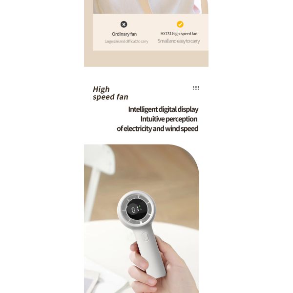 Summer Standing Bladeless Mini Portable Fan Handheld Rechargeable Fan Foldable Design