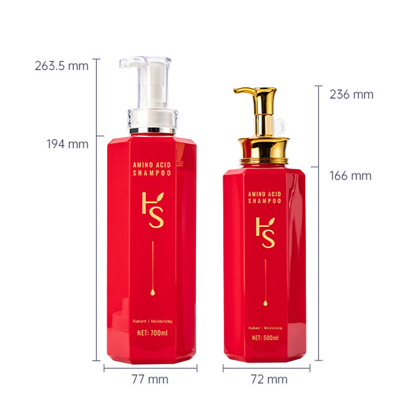 500 ml/700 ml Красный прямоугольник гладкий с серебряным/золотым насосом для бутылки лосьона для шампуня