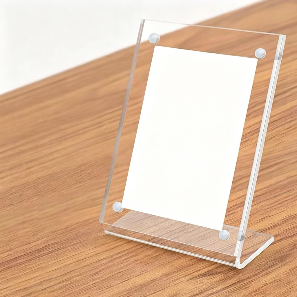 A4 Clear Acrylic L-shaped Table Tent, Slant Magnetic Menu Holder, Desktop Menu & Price Display Stand, A5 Table Ten