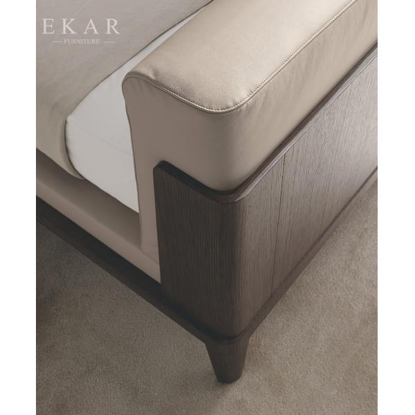 New Model Genuine Leather Simple Design Wooden Bed ZZ-BD011