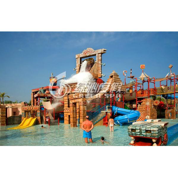 Commercial Huge Fiberglass Slide Water Park with Water Castle , Maya Style