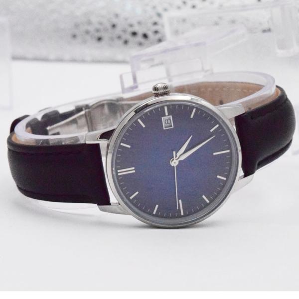 Swiss Ronda Movement Womens Stainless Steel Watch 5 ATM Black Leather Wrist Watch