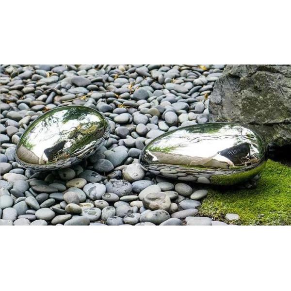 304 316 Stainless Steel Pebble Outdoor Metal Sculpture High Polished For Lawn