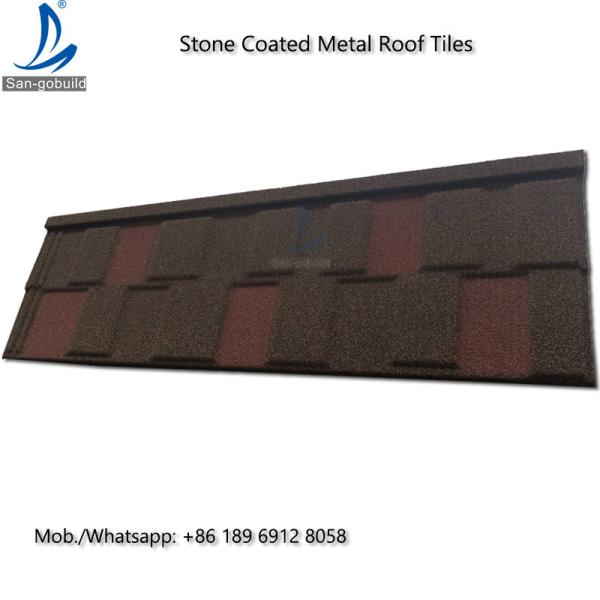 Environment Friendly Flat Stone Coated Roof Tiles, Shingle Stone Coated Metal Roofing / Roof Tiles