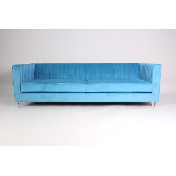 Event rental home furniture sofa velvet faric long back sofa upholstered armrest sofa with nice design legs