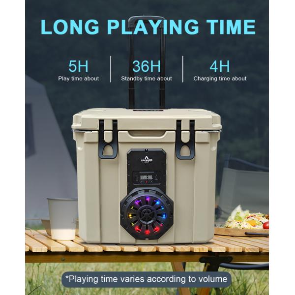 37QT Portable Insulated Cooler With Speaker Waterproof PE Material Rotomolded Wine Food Fishing Cans For Camping Logo