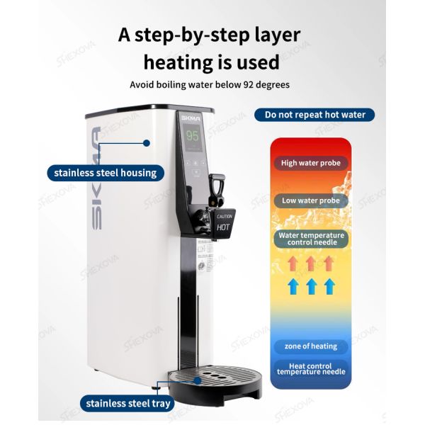 Immediate Heat Commercial Boiling Water Dispenser Stainless Steel 15L Adjustable Temperature
