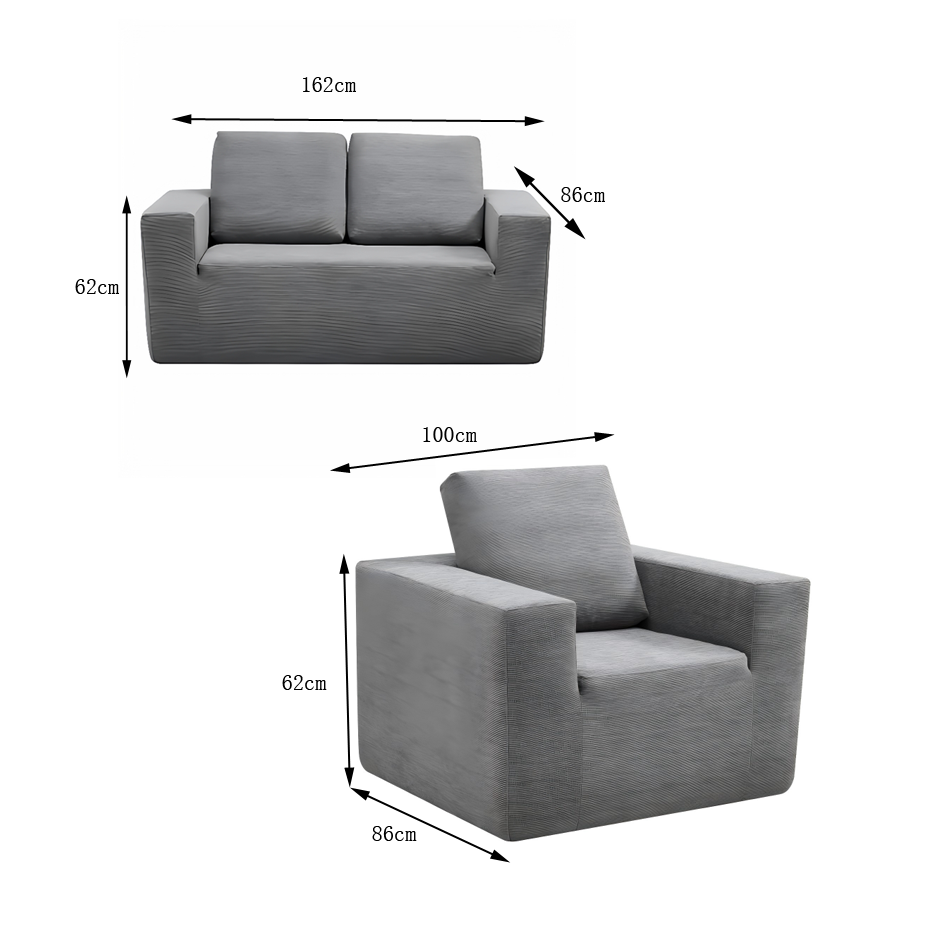 Single Double Seat Convertible Modular Sectional Sofa Fabric Tofu Block Frameless Cloud Couch Compressed Sofa Living Room School