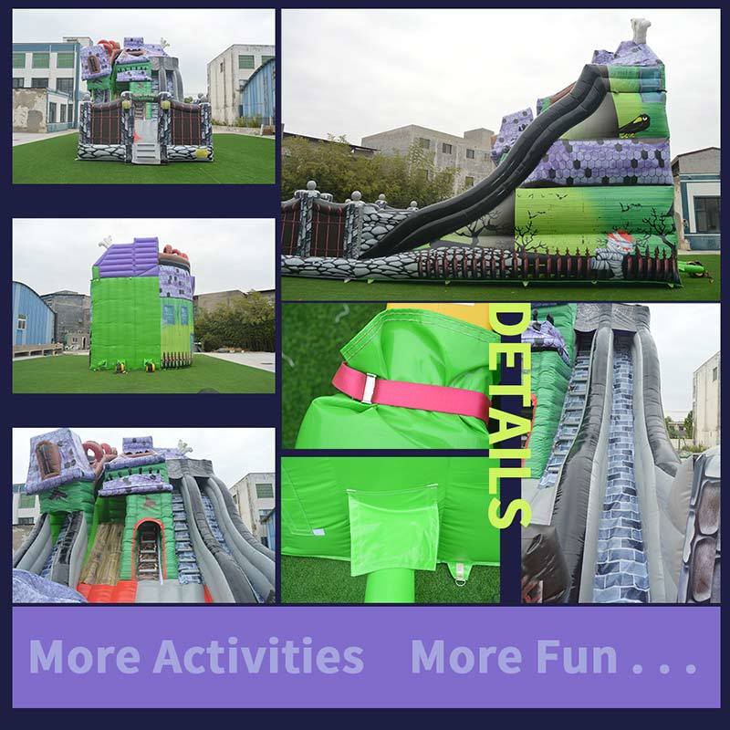 Commercial Grade Spooky Mansion Inflatable Slide Halloween Bouncy Castle Combo for Party Rental Business
