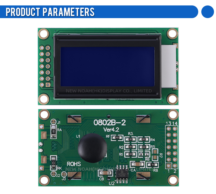 Russian Blue Film White Letters 0802B-2 3.3V Character LCD Module ST7066 Portable Display Module