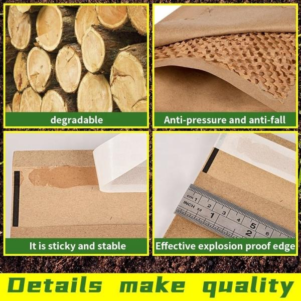 GDCX Eco Friendly Resealable Kraft Paper Honeycomb Padded Mailer Honeycomb Shipping Package Padded Envelopes Honeycomb Bags