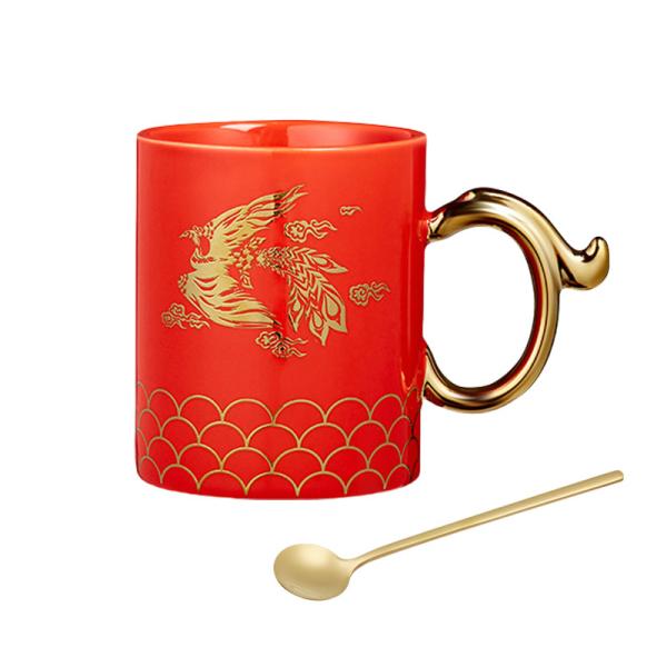 Taça de café cerâmica pintada à mão em estilo caixa de presente para presente de aniversário