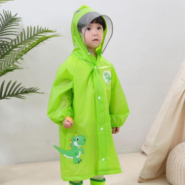 Outdoor RAINWEAR Cartoon Printed Kids Rain Jacket with Reflective Stripe Girl's Raincoat