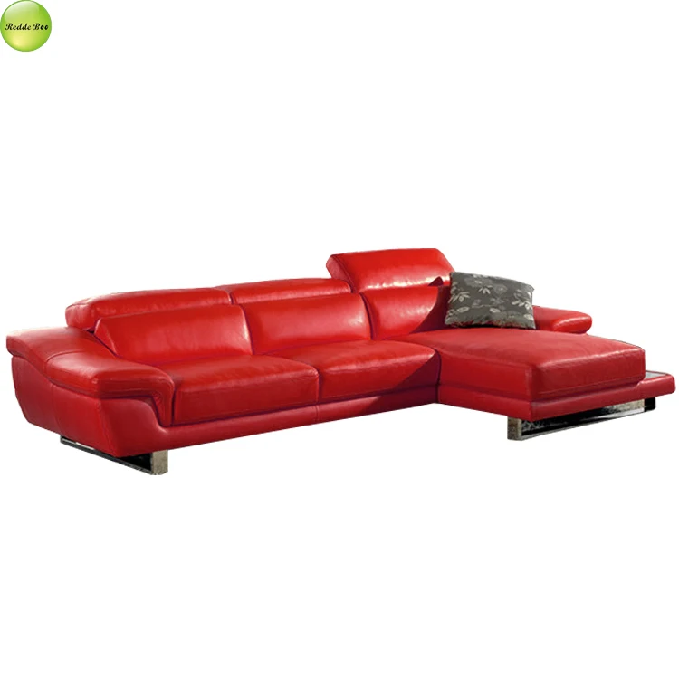 Orange Genuine Leather Corner Sofa Furniture Sectional Couch U Shaped