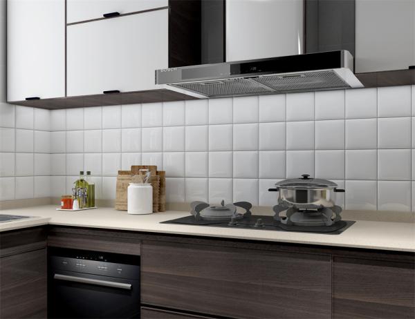 Black White 152x152mm Glossy Ceramic Wall Tiles for Bathroom