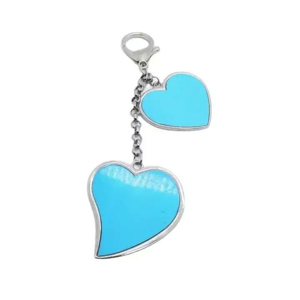 Double Hearts Sublimation Keychain Blanks Personalized Zinc Alloy Bag Buckles
