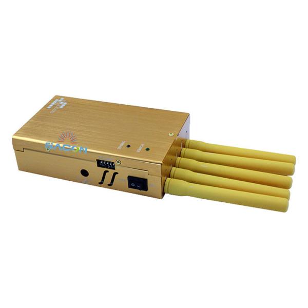 Yellow 5 Antennas Handheld Signal Jammer with 2W Output Power and 20m Jamming Range for GPS WiFi Blocking