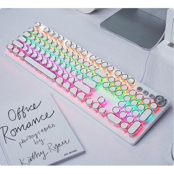 Retro Punk Mechanical RGB Keyboard Cool PC Keyboard Ergonomic Design