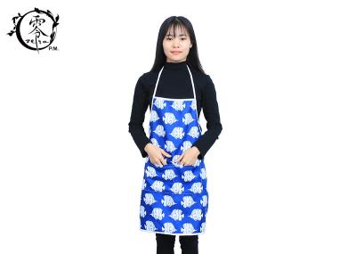 Cartoon Fish Pattern Canvas Adult Kitchen Aprons 3D Digital Printed Photo With Visible Center Pocket