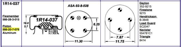 HENDRICKSON B-3648のための1R14-037 Goodyearの空気ばねのFlexmember 566-28-3-015の耐火石材W013589215