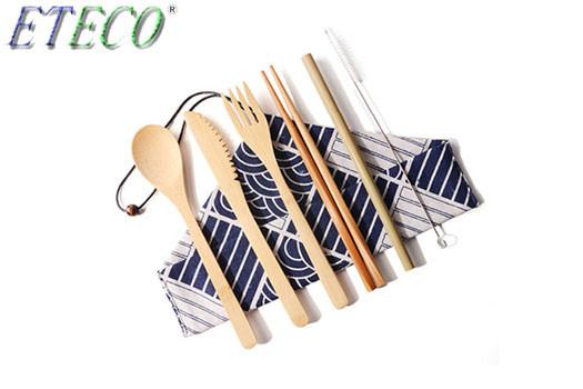 Outdoor portable bamboo tableware set knife fork spoon environmental protection folding tableware