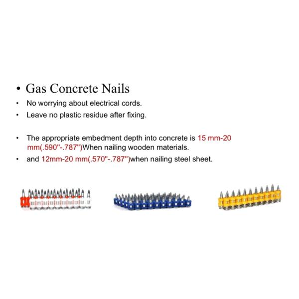 16-38mm Length Step Shank Bullet Point Gas Nails for Gas Actuated Nailers Galvanized
