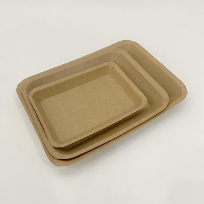 Kraft Food Paper Trays Supermarket Rectangular Vegetable Fruit Packaging