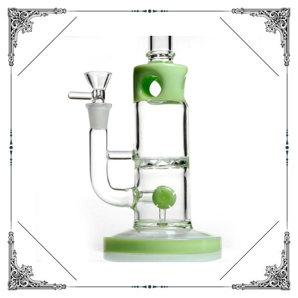 Mini Bong Glass Water Bubbler Tornado Double Showerhead Perc