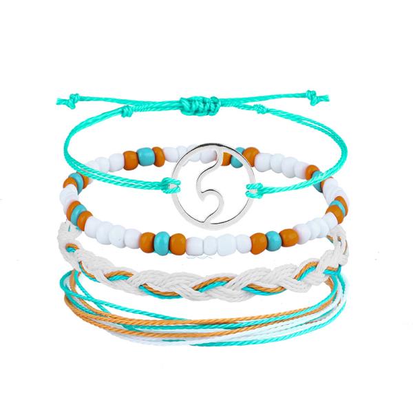 Mix Color Wax Thread Bracelet Handmade Bohemian Daisy Sunflower Turtle Shell Bracelet