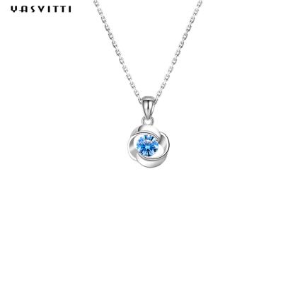 Joia de pedra geométrica luxuosa das colares do pendente de Sterling Silver Necklace Blue Topaz