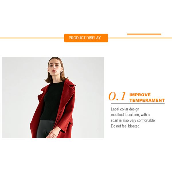 Red Color Women'S Long Wool Winter Coats ，Long Woolen Jacket For Ladies