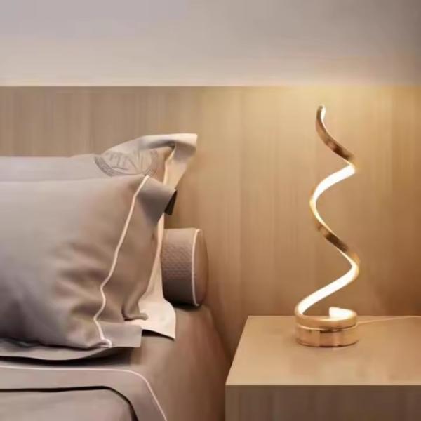New Simple Gold Spiral Acrylic Metal Bedroom Bedside Hotel Luxury Decorative Table Lamp