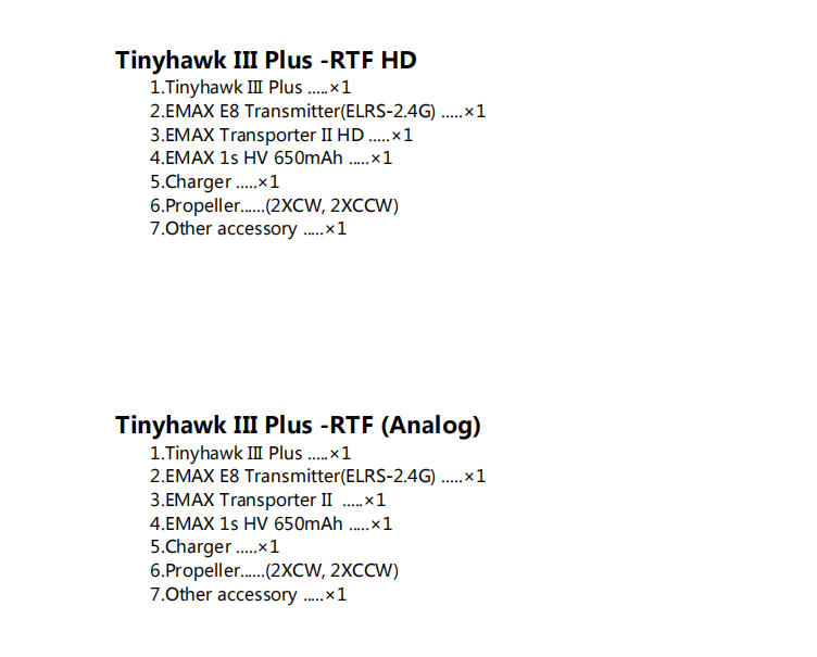 Emax Tinyhawk Iii Plus Fpv Racing Drone Rtf Bnf with Analog Elrs