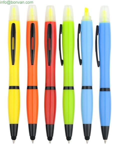 3 in 1 pen,pen with highlighter and toouch stylus, ball point pen