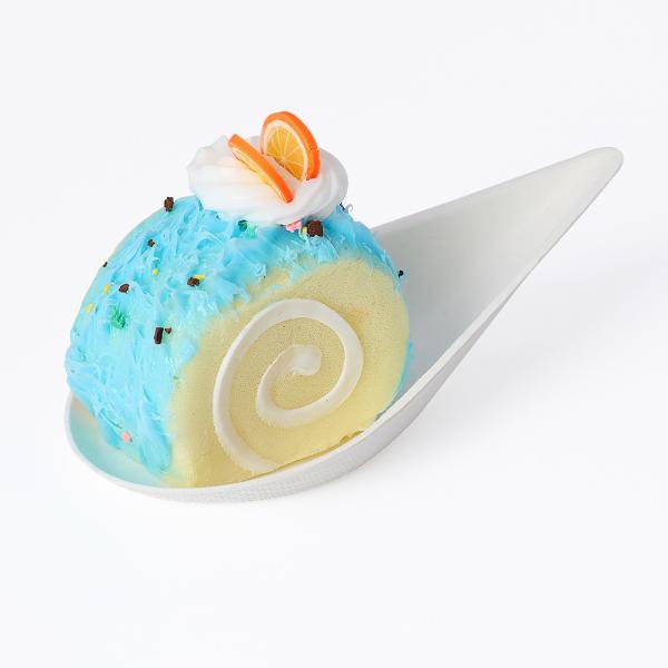 Degradable spoon shape sugarcane cake tray dish disposable bagasse paper fruit tray food plate