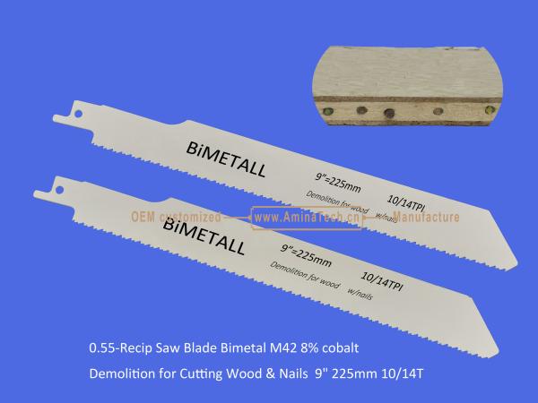Recip Saw Blade Bimetal M42 8% cobalt Demolition for Cutting Wood & Nails  9 225mm 10/14T,Power Tools