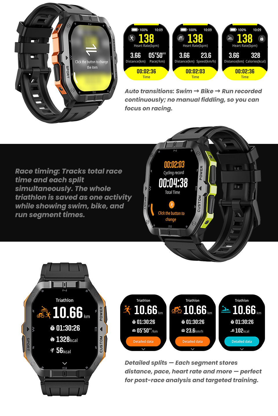 GPS Smart Watch C32 Pro 2ATM Waterproof Sports Watch Barometer Altimeter Compass 100+ Fitness Modes Running Cycling Answer Call