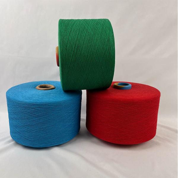 NE 12s/16s Fil de coton recyclé rouge/bleu pour la fabrication de rideaux
