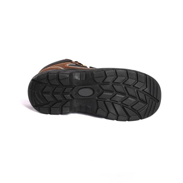 Black Safety Boots with Metal Eyelets and Injection Construction Genuine Leather Work Boots
