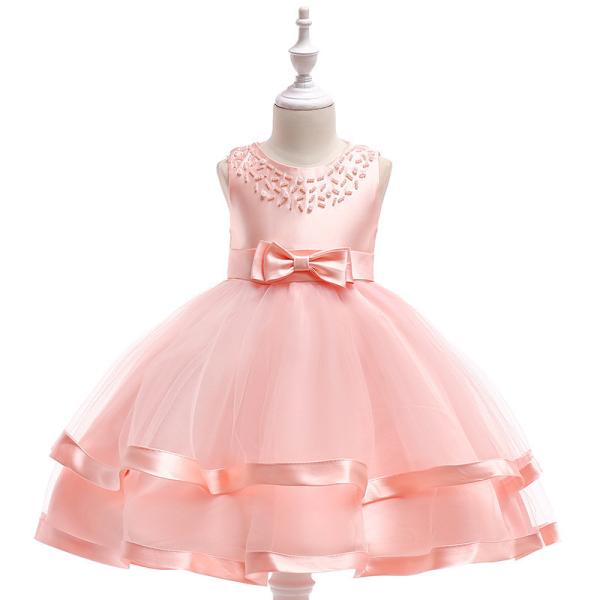 European and American new summer children's clothing mesh princess puffy dress beaded sleeveless girls show skirt