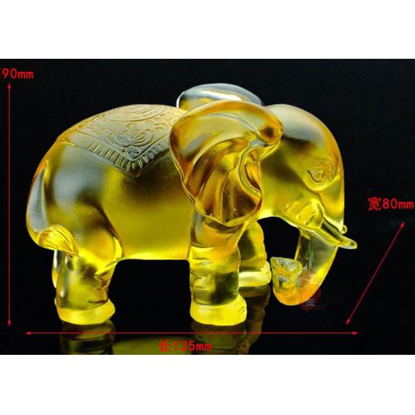 Amber Colored Glaze Indoor Home Decoration Elephants Figurine Statue 135*80*115mm