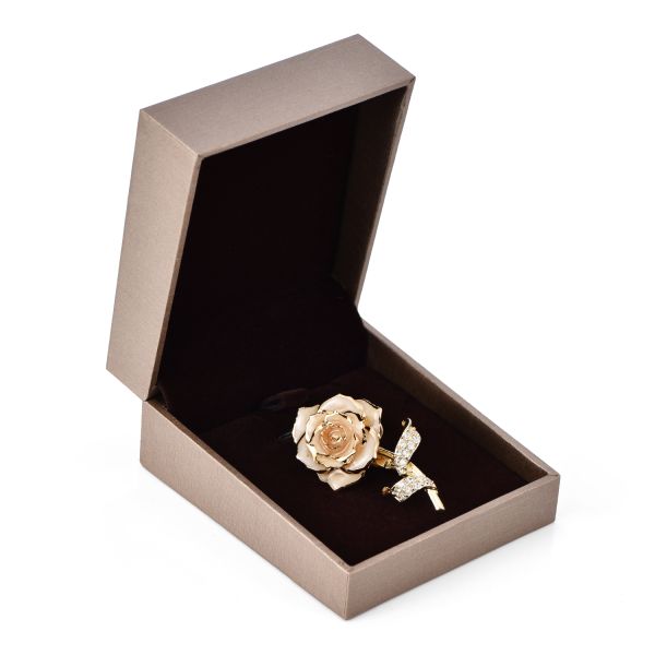 24k Gold Plated Rose Factory Wholesale Adorable Girls Rose Brooch Gold Dipped Rose Fashion