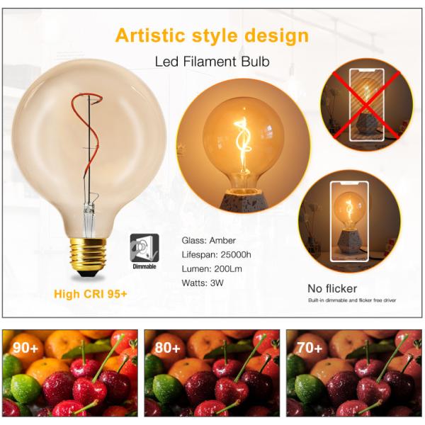 янтарный шарик 200lm глобуса шариков G125 нити СИД спирали 4Watt