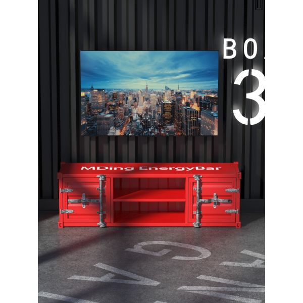 Household Container Cabinet Red Metal Industrial TV Cabinet From Durable Materials