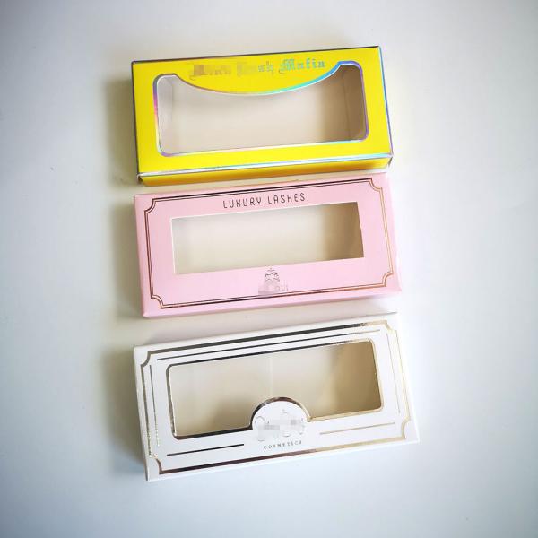 Custom Window Pink Cardboard Strip Eyelash Packaging Paper Box, Cheap Eyelash Sleeve Packaging