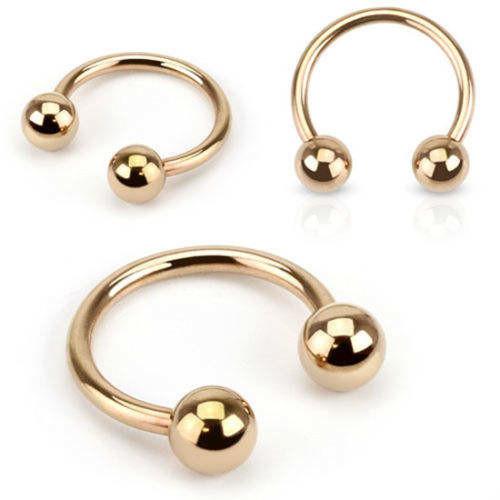 Anodized Titanium Nose Jewelry 18k Gold Round Barbell Ball