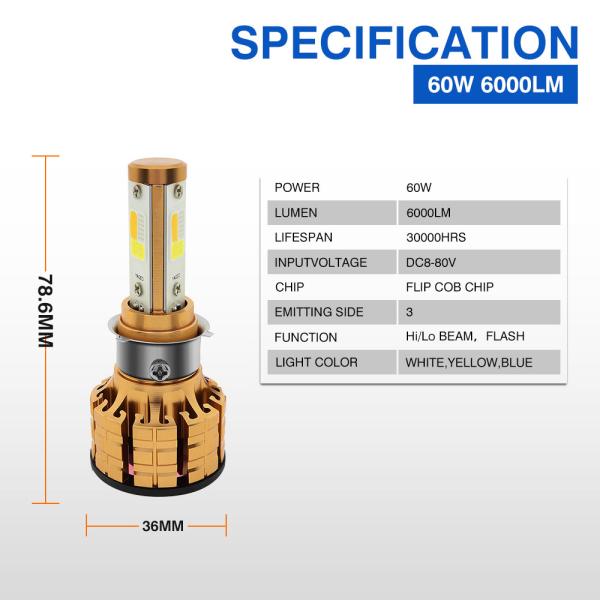 3 faro LED de color para motocicleta 50000Hrs Vida útil Función de color blanco